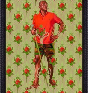 Kehinde Wiley Instagram - Portrait of Deen Solebo 2021 oil on linen six by eight feet. #kehindewiley #blackrocksenegal