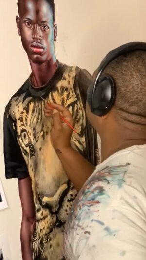 Kehinde Wiley Instagram - An inside look at KehindeWileys painting process at @blackrocksenegal 2020