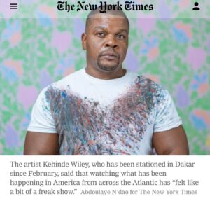 Kehinde Wiley Instagram - Today’s New York Times @blackrocksenegal