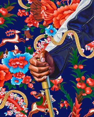 Kehinde Wiley Instagram - Portrait of (Kasseem Daoud Dean)
2024
Oil on linen
96 x 72 inches.  GIANTS now on view at the Brooklyn Museum…….Expansive in their collecting habits, the Deans, both born and raised in New York, champion a philosophy of “artists supporting artists.” The first major exhibition of the Dean Collection, Giants showcases a focused selection from the couple’s world-class holdings. The Brooklyn Museum’s presentation spotlights works by Black diasporic artists, part of our ongoing efforts to expand the art-historical narrative. #brooklynmuseum @brooklynmuseum @thedeancollection @therealswizzz