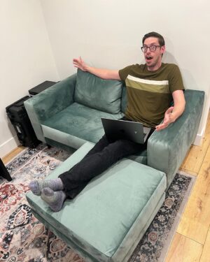 Keith Habersberger Instagram - I redid my music studio space and this couch is dope. I got it from @sabai.design as a social trade but honestly it’s really really nice and I think I would have posted about it anyway. There’s a link in my stories. Good for relaxing, working, chilling, and admiring.