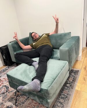Keith Habersberger Instagram - I redid my music studio space and this couch is dope. I got it from @sabai.design as a social trade but honestly it’s really really nice and I think I would have posted about it anyway. There’s a link in my stories. Good for relaxing, working, chilling, and admiring.