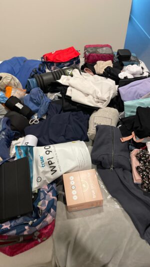 Kelsey-Lee Barber Instagram - Packing for 4 months on the road across 9 different countries. Most of my suitcase is filled with gear for training and competition, which are my essentials. This means my casual wardrobe is minimal and will be reworn often. 
What are your packing essentials? 

P.S. Not pictured are my javelins that also come on tour with me. 

#packing #lifeontheroad #4monthtravel #trueprotein #asics #javelinthrower #javelins #suitcases #packwithme #athletelife #departure #packingcubes #neatandtidy #travelessentials