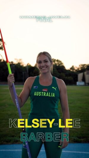Kelsey-Lee Barber Instagram - 🤩 Reigning world champion Kelsey-Lee Barber nervously scrapes into the women’s javelin final with a nail-biting throw of 59.66m placing her in 12th place. 💚💛
 
📺 Watch her battle for a medal alongside Mackenzie Little and Kathryn Mitchell on SBS Demand this evening.