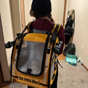 Kelsey Lewin Instagram - important life update: we bought a bird backpack so we could take the whole family out on walks