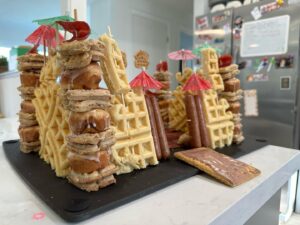 Kelsey Lewin Instagram - we made breakfast castles with my mom @disheswithdana and it somehow turned out kinda good actually???