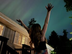 Kelsey Lewin Instagram - Aurora Borealis? At this time of year, at this time of day, in this part of the country, localized entirely within your backyard?