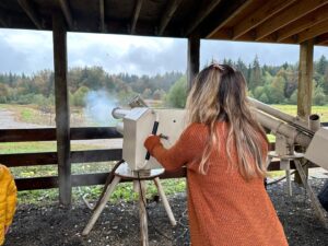 Kelsey Lewin Instagram - pumpkins and apple cannons and a big cowboy chicken