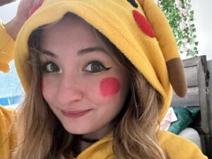 Kelsey Lewin Instagram - Happy Halloween from Pikachu, Piplup, and our pink dinosaur! 👻