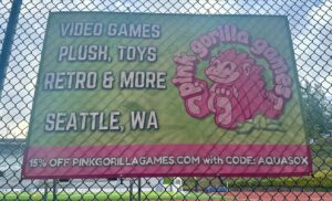 Kelsey Lewin Instagram - I’ve always wanted to sponsor a minor league baseball team and am incredibly stoked to have our little sign here at Funko Field for the @everettaquasox :’) maybe someday it can even be a big outfield sign! Go frogs! 🐸