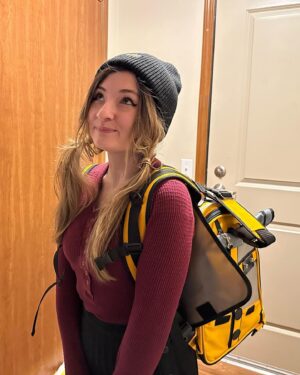 Kelsey Lewin Instagram - important life update: we bought a bird backpack so we could take the whole family out on walks