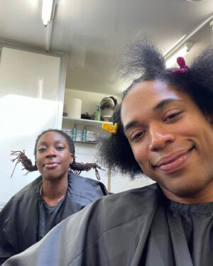 Kelvin Harrison Jr. Instagram - @chevaliermovie bts pt. 1 
title: “i love you, lot”

ronke, ronald, auntie k

in theaters APRIL 21 !!!