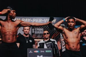 Kenny Ojuederie Instagram - Weigh in done ✅ Time to go to WORK 😤 Tune in tomorrow night to watch my fight live on DAZN 💪🏾 The show starts at 7pm GMT🥊💥