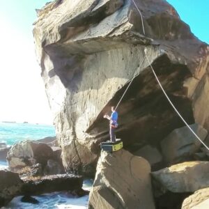 Kevin Jorgeson Instagram - Conditions on this one are a little finicky. At least I know I can do it with soaking wet shoes now 🤷‍♂️. Now I’m just playing the waiting game until psyche, fog, swells and tide all align.