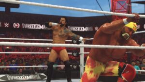 Kevin Kesar Instagram - Eat your vitamins,
Eat your elbows to the back of the head,
And get blackout strangled under the big bright lights.

Fall & Pray… brother. @wwegames 

#WWE #WWE2K24 #HulkHogan #KarrionKross