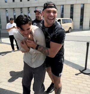 Kevin Lerena Instagram - I probably shoulda kept my right hand up to catch the left hook before I went in for the clinch 😂 ! Cheers Ryan Garcia - Your energy is big 📈 Keep speaking your mind ! Too many people shy away from sharing important truths that others need to hear AND NO - I am not a conspiracist, just a REALIST 💯 @kingryan 🥇