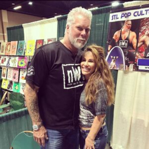 Kevin Nash Instagram - So sorry to hear of the passing of Tawny Kitaen. Sweetheart of a lady. This photo was at a con in St. Louis with a 3am fire alarm in the hotel. My buddy Tony and I stood in the atrium along with Tawny as everyone else went outside. Rest in peace