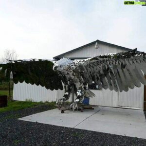 Kevin Stones Instagram - Power of Flight is a 41ft stainless steel eagle I made in 2008