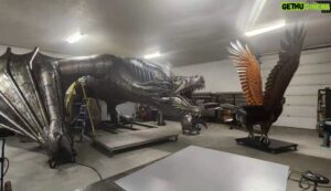 Kevin Stones Instagram - Building giants, 14ft ceilings,  55ft steel Dragon, and 13ft tall 19ft wingspan American Eagle