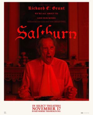 Kharmel Cochrane Instagram - Barry Keoghan is Oliver.
Jacob Elordi is Felix.
Rosamund Pike is Elspeth.
Richard E. Grant is Sir James.
Alison Oliver is Venetia.
Archie Madekwe is Farleigh.

Saltburn is in select theatre November 17 and everywhere thanksgiving.