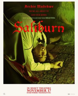 Kharmel Cochrane Instagram - Barry Keoghan is Oliver.
Jacob Elordi is Felix.
Rosamund Pike is Elspeth.
Richard E. Grant is Sir James.
Alison Oliver is Venetia.
Archie Madekwe is Farleigh.

Saltburn is in select theatre November 17 and everywhere thanksgiving.
