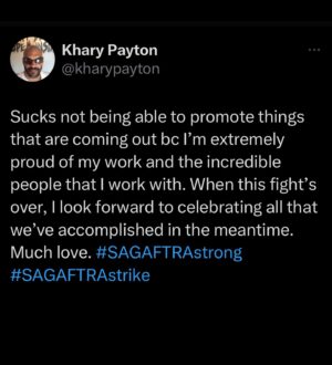 Khary Payton Instagram - ✊🏾💪🏾❤️ #sagaftra #sagaftrastrong #sagaftrastrike