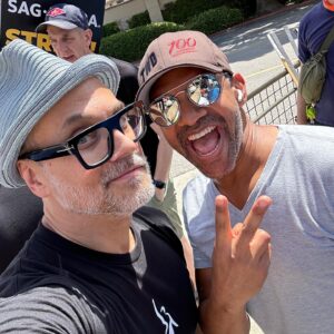 Khary Payton Instagram - Great to see so many familiar faces on the picket line today. David, Eric and I met on our first day of college. We’re still at it, and we ain’t going anywhere. Thanks to @ladykatebond for captaining all us picketers and to @tstashwick for being a Captain, period. See you all out there. #sagaftra #sagaftrastrong  #sagaftrastrike