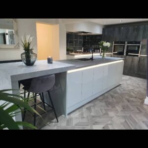 Kieron Richardson Instagram - A before and after of our kitchen 
#wrenovation
We wanted to make a better use of the space and a more entertaining feel. We chose @wrenkitchens as we wanted a modern look but to keep in budget. Thanks to chloe in the Manchester showroom for helping us design and not stick to one colour we went sea foam and greys with concrete effect on the island ...bring on Christmas