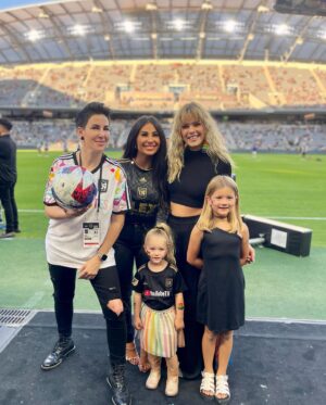 Kimberly Caldwell Instagram - Core memories were made. 
🌈
So proud of my Harlow who helped Mommy sing the Canadian anthem last night repping her duel Citizen status for @lafc at #pride🌈 night with my angel @mikalahgordon crushing the US anthem. #lovewins 📷 @imadshoots
