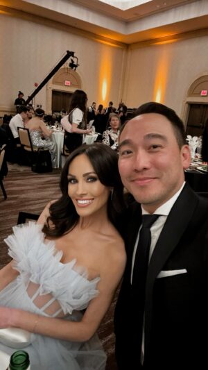 Kimberly Guerrero Instagram - Congratulations to my husband and the entire team of @destinationgolftv on your Emmy Nomination 🏆

dress: @bcbgmaxazria 
makeup: @terimakeup 
airing on @cbstv 
@destination.channel