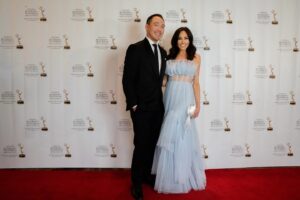 Kimberly Guerrero Instagram - the one where he gets nominated for an Emmy 🏆

What a night celebrating with my husband @seanmguerrero and the team @destinationgolftv on their #emmy nomination ✨ @destination.channel | @silversailentertainment | Destination Golf airs on @cbstv 

dress: @bcbgmaxazria | makeup: @terimakeup