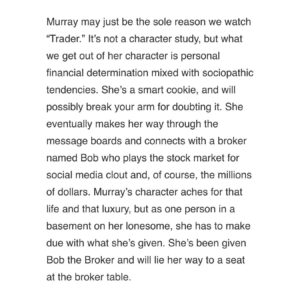 Kimberly-Sue Murray Instagram - Thank you Jeremy Werner at Moviehole.net for the flattering review. 

Couldn’t have done it without my director, Corey Stanton, leading the way!