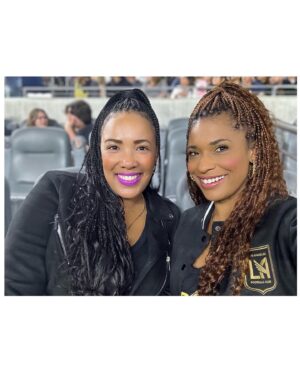 Kimrie Lewis Instagram - Baby’s first time on the field.  Dale @lafc 🖤💛 ⚽️ 📷/hypebestie: @soulglowgirl