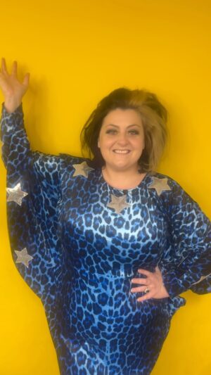 Kiri Pritchard-McLean Instagram - Full Ru Paul poses here! 
I love this so much! @woowooboutique has made my dreams come true and with using end of roll/deadstock material too. This dress is ridiculously comfortable and I love the impact it makes. I’m so lucky to have Eva in my life with her passion for slow fashion and vintage quality. 

I know blue leopard print with a side serving of sequins is extra but I really love it.
Would you wear this beautiful dress?