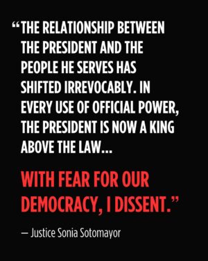Kirsten Gillibrand Instagram - Justice Sotomayor's dissent should be a warning to every single American.

We are a nation founded on the idea that no one is above the law, not even the president. But this MAGA SCOTUS refuses to hold Donald Trump accountable for his actions to undermine our democracy.