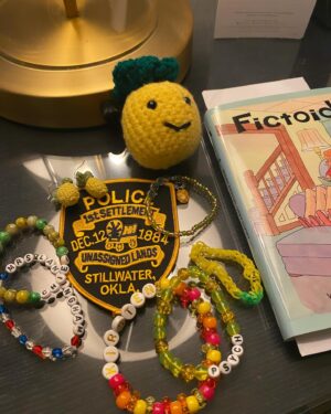 Kirsten Nelson Instagram - Thank you Day 2 #galaxyconokc! The past 24 hours have been a gift. Thank you for the podcast. The panel. The signings. The patches (I see you #StillwaterPolice!). The bracelets. The books. The crochet pineapples. Thank you for sharing the laughter and the tears and the joyful stories  and your whack-a-doodle tshirts. I truly dig you OKC. Until next time… 💚🍍💚