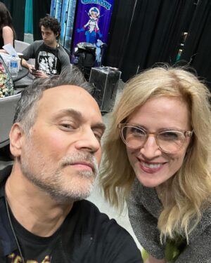 Kirsten Nelson Instagram - Thank you Day 2 #galaxyconokc! The past 24 hours have been a gift. Thank you for the podcast. The panel. The signings. The patches (I see you #StillwaterPolice!). The bracelets. The books. The crochet pineapples. Thank you for sharing the laughter and the tears and the joyful stories  and your whack-a-doodle tshirts. I truly dig you OKC. Until next time… 💚🍍💚