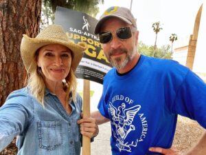 Kirsten Nelson Instagram - Today’s picketing, this time at Warner Bros. So much love and support on the line and from the honking cars, the morning shift flies by! Camaraderie! Stories! Purpose!! And a HUGE shoutout of THANKS to #NkechiCarroll for providing the downright SINFULLY DELICIOUS services of @hustlendough to sate the striking palate!!! 🫡🍩🪧💙