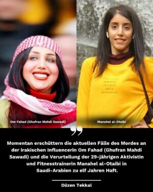 Klaas Heufer-Umlauf Instagram - Sittenpolizei, Geschlechtertrennung, Folter, Verhaftungen, Femizide und Morde -
Frauen werden weltweit dafür getötet und entrechtet, weil sie Frauen sind. Es ist unfassbar wie der Hass auf Frauen die Extremisten vereint. Wir fallen den Frauen im globalen Süden in den Rücken, wenn wir die patriarchalen Strukturen in den Herkunftsländern relativieren und legitimieren. 

Momentan erschüttern die aktuellen Fälle des Mordes an der irakischen Influencerin Om Fahad (Ghufran Mahdi Sawadi) und die Verurteilung der 29-jährigen Aktivistin und Fitnesstrainerin Manahel al-Otaibi in Saudi-Arabien zu elf Jahren Haft. Der Grund der Anklage gegen die Frauenrechts-Aktivistin ist ihre „unanständige“ Kleidung sowie ihre Aufrufe in sozialen Netzwerken, wie das System männlicher Vormundschaft in Saudi Arabien zu beenden. Auch die irakische Influencerin Om Fahad war immer wieder Anfeindungen und Hasskommentaren auf Social Media Posts ausgesetzt wegen ihrer Kleidung, weil sie tanzte und sich schminkte. Nun wurde sie direkt vor ihrem Zuhause kaltblütig erschossen. Sie hinterlässt ihren sechsjährigen Sohn. Zuvor wurde die Influencerin im Februar 2023 von einem Gericht zu sechs Monaten Gefängnis verurteilt unter dem Vorwand, dass ihre Videos „unanständige Äußerungen, die die Schamhaftigkeit und die öffentliche Moral untergraben“ enthalten würden. 

Auch der Fall der 16-jährigen Nika Shakarami in Iran, über den wir schon ausführlich berichteten, zeigt genau das. In der Islamischen Republik ist die Gender Apartheid und die Entrechtung, Tötung und Unterdrückung der Frauen und Mädchen Staatsdoktrin. 

Für uns mit HÁWAR.help geht es in unseren Frauenprojekten in Afghanistan und dem Irak in Kurdistan darum, Inseln für die Frauen zu schaffen in diesem Meer der Entrechtung. Keine Frau auf der Welt darf aufgrund ihres Geschlechts getötet werden. Wir sind froh, dass wir mehrere Schut�zhäuser für Frauen und ihre Kinder in der Nähe von Kabul betreiben können mit der Hilfe von unseren Partnerorganisationen vor Ort, so wie auch im Irak Möglichkeitsinseln schaffen zu können. Dafür setzen wir uns tagtäglich ein.