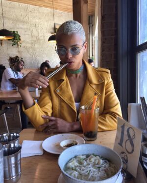 Kota Eberhardt Instagram - Love me a boo with glasses. Bring that blind azz ova here. No....over here smh. Basil boba with my art Basel girlboss @natology 🌿👐🏽#whenUhooddeepbutUfuckwiththefineartworldheavy #WhenUWearYellowToLetTheSunKnowWhosAlpha #whenYourSquadisClutchwithTheCamera