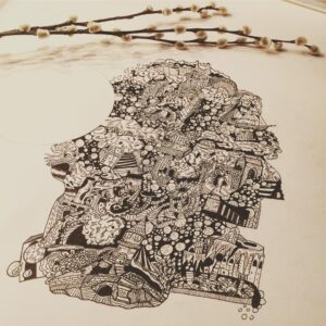 Krista Sutton Instagram - Pen and ink and pussywilllows.  Slowly but surely.....I am teaching musical theater a lot right now (hence a while since I said hi!)—so I steal moments to add details 🖊 ....can you see a 🚢? A 🏰 a 🏭? 🤷‍♀️ •
•
•
•
•
#multicreative #actress #singer #illustratorlife #artlife
#penandink #watercolorandink #illustration #laactress #stylist #photostylist #Creativityfound #homeinthestudio #handsandhustle #lacreative #etsysellersofinstagram #etsyshop #eclecticdecor #vintagedecor 
#creativemommy #showyourwork #blackworknow #inkfeature #illustratedart #mycreativebiz #whatwomencreate 
#artistmeetsmother #yourcreativeworkspace
#discoversomethingnew 
#suttoncreative