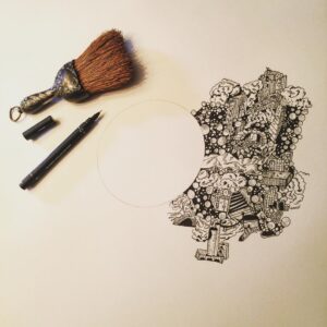 Krista Sutton Instagram - Swipe for zoom out.  This is gonna be a big‘ un! (This requires some thumb icing after long sessions ❄️)
•
Sneaking in a mini session now before a night out!  What’s up with everyone? Happy long weekend here in the US everyone. •
•
•
#multicreative #actress #singer #illustratorlife #artlife #unipinart 
#penandink #illustration #laactress #stylist #photostylist #Creativityfound #homeinthestudio #handsandhustle #lacreative #etsysellersofinstagram #etsyshop #eclecticdecor #vintagedecor 
#creativemommy #showyourwork #blackworknow #inkfeature #illustratedart #mycreativebiz #whatwomencreate 
#artistmeetsmother #yourcreativeworkspace
#discoversomethingnew 
#suttoncreative
