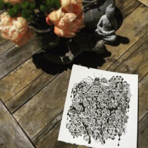 Krista Sutton Instagram - Summery pic — one of a trio I recently completed for the amazing and talented @cynthiafergusondesigns 🐝 🌺  What a joy!!! 👉👉 “...for so Work the Honeybees”, pen and ink on paper, 9 3/4 x 11”! •#suttoncreative •
•
•#multicreative #actress #singer #illustratorlife #artlife 
#penandink #penart #illustration #stylist #photostylist #Creativityfound #homeinthestudio #handsandhustle #lacreative #etsyshop #eclecticdecor #vintagedecor 
#creativemommy #showyourwork #blackworknow #inkfeature #illustratedart #mycreativebiz #whatwomencreate 
#bee #savethebees
#penandinkalliance #wherewomencreate  #floralsyourway