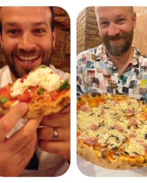 Kristen Ariza Instagram - We had 24 hours left and decided to end our European holiday exactly where it began 10 years ago. In Rome 🇮🇹We visited some old haunts and had pizza 🍕 at the first place we stopped way back when @darpoeta_trastevere We walked the streets til 3am which was exactly what we did when we arrived super jet-lagged back in the day, and had fun recreating some photos as well. Same scarf on my head (thanks Mom ❤️) and one of us has more hair, the other a bit less 🤔 Leaving here with a full belly, and a grateful heart to have made new friends, spent time with old friends and renewed vows with my Love @paddydemsey Til next time ✌🏾
.
.
.
#thenandnow #tenthanniversarytour #italy #glowup 💚🤍❤️ #keepsgettingbetter #pistolaoeople #romanholiday #graziegraziegrazie