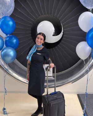 Kristina Bisson Instagram - Sooooooo proud of me and my crew ✈️💙 #airtransat #flightcrew
