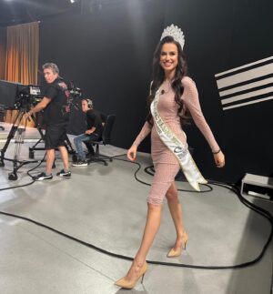 Kristiyana Yordanova Instagram - Everyday is an opportunity to step out of your comfort zone ❤️‍🔥

I was honoured to be invited as a guest on the Krum Savov show aired live on 7/8 TV. 

I discussed how incredibly excited I am to represent Bulgaria on the Miss World stage ❤️. I am proud of my heritage and my roots, and I will do my best to show how beautiful my home country is!🫶 

I also talked about my foundation, Woman Squared a central part of who I am and my purpose! Speaking about prevention of destructive relationships with the young generation, and their root cause. 

I am so thankful to stand here, and be the voice for so many women and children who are silenced, and are suffering the consequences of destructive relationships.

I want to say a special thank you to @bedroombeautystudio, because @makeup.cveti.borisova and @max_nago create magic together ❤️‍🔥
