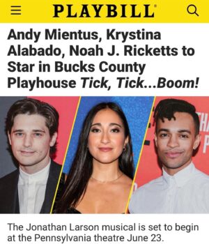 Krystina Alabado Instagram - Last time I shared the stage with @andymientus was 15 years ago when we were on the Spring Awakening 1st National Tour and that is an insane sentence to say 💜 come to @theaterbcp this summer!!!
