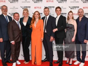 Krysty Wilson-Cairns Instagram - The Good Nurse Premier at @britishfilminstitute #LFF A.K.A the night I casually stood in between #eddieredmayne and @darrenaronofsky  Thank you so much to the amazing team. makeup by @joepickeringtaylor hair by @bjornkrischker and styling by @holly_macnaghten jewels from @stephenwebsterjewellery