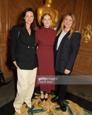 Krysty Wilson-Cairns Instagram - Sometimes I write things in my pjs, sometimes I got to fancy #AMPAS lunches and hang out with insanely talented women who are also cool AF industry titans…. It’s a really good job. 
Styling by @holly_macnaghten hair by @bjornkrischker and make-up by @joepickeringtaylor and this @emiliawickstead dress made me feel 7ft tall.