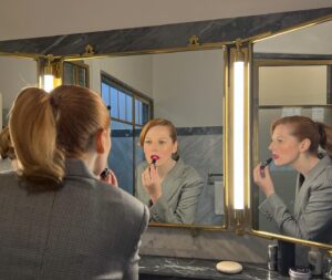 Krysty Wilson-Cairns Instagram - Me and my mirror-world friends @hotelchelsea getting ready for @netflixfilm  #TheGoodNurse Premier. Styling by @holly_macnaghten hair by @_marcosantini1 and make up / 📷 @gpcbeauty